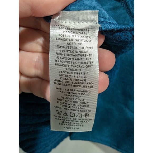 NEW ANN TAYLOR $198 SEA STORM BLUE MIXED MEDIA CABLE COATIGAN JACKET SZ LARGE - Picture 9 of 16